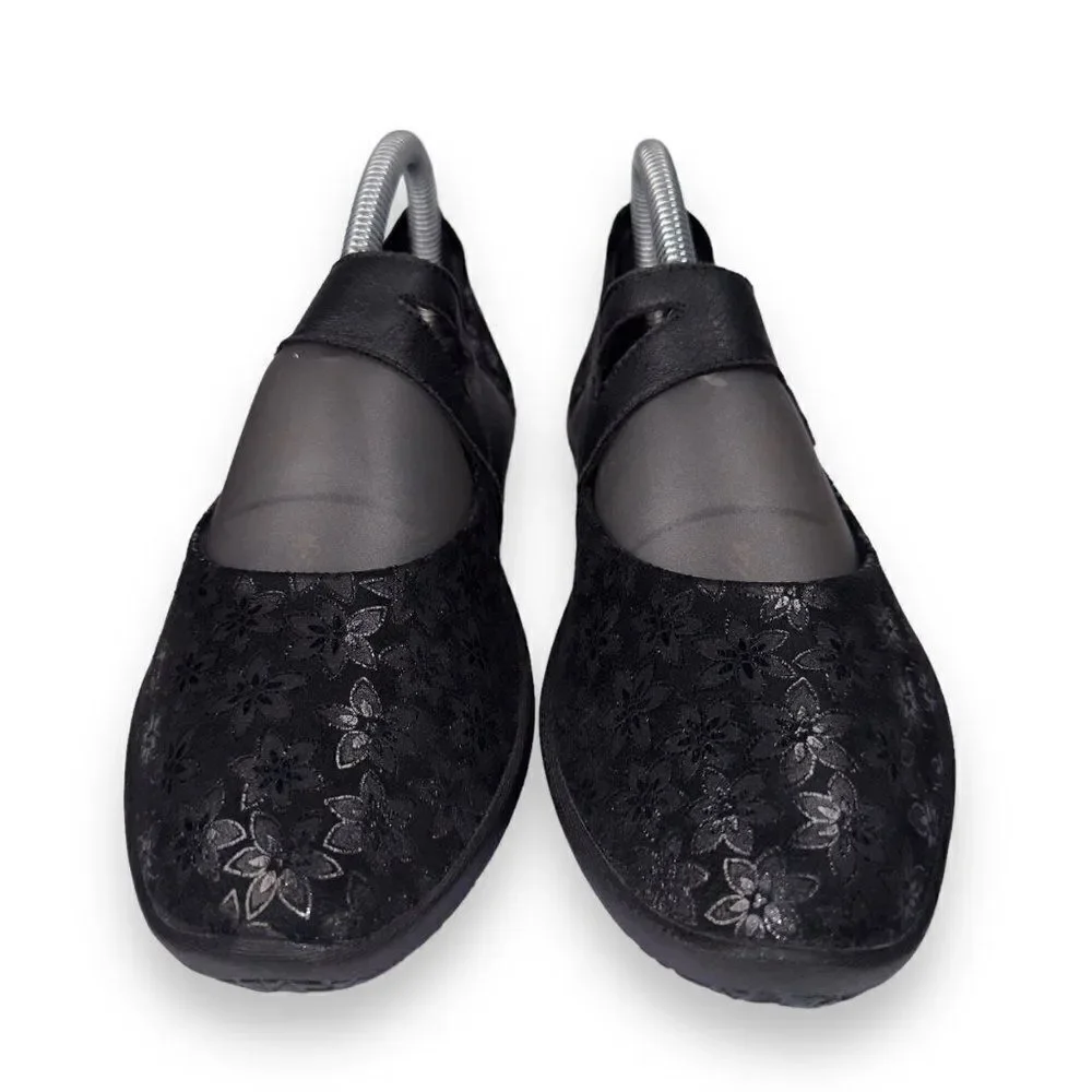 Arcopedico‎ Cosmo Flower Mary Jane Loafers Black / Silver Women's 7